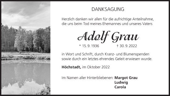 Anzeige von Adolf Grau von MGO