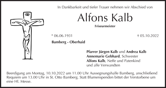 Anzeige von Alfons Kalb von MGO