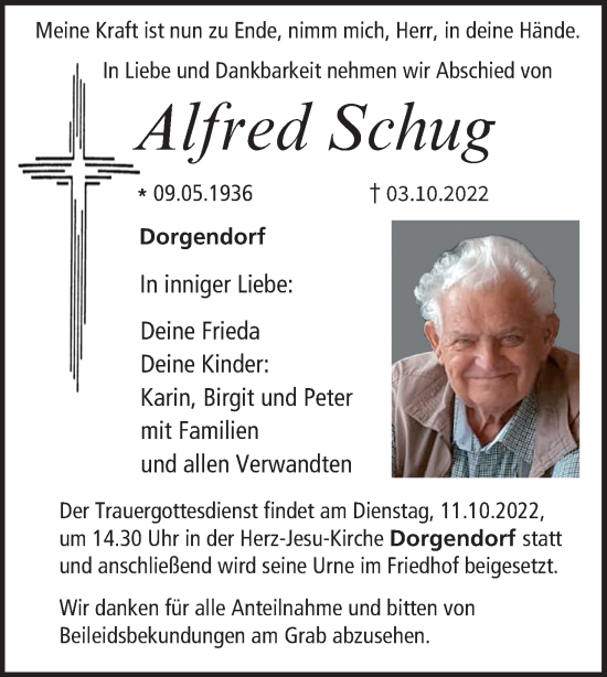 Anzeige von Alfred Schug von MGO