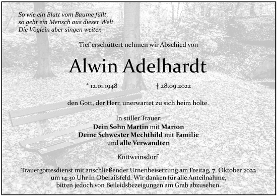 Anzeige von Alwin Adelhardt von MGO