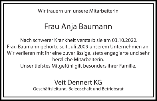 Anzeige von Anja Baumann von MGO
