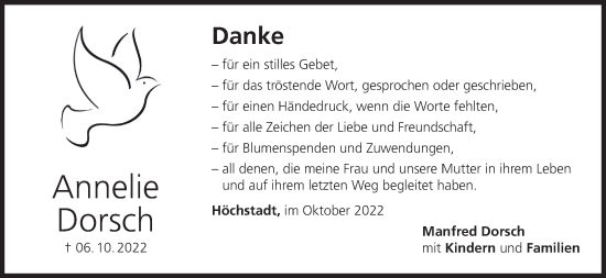 Anzeige von Annelie Dorsch von MGO