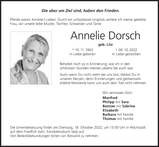 Anzeige von Annelie Dorsch von MGO