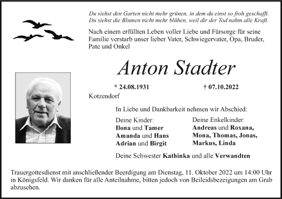 Anzeige von Anton Stadter von MGO