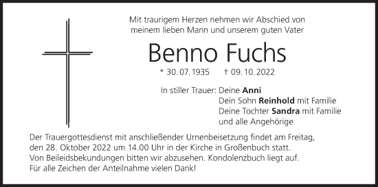 Anzeige von Benno Fuchs von MGO