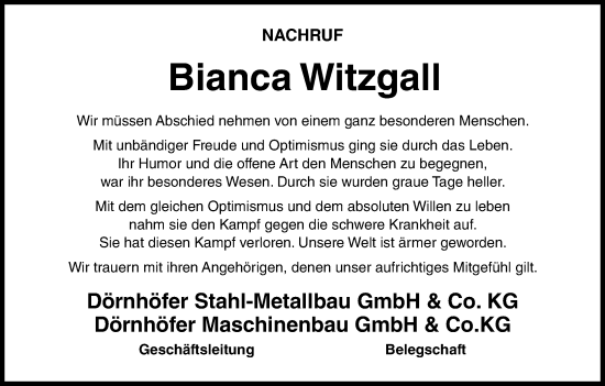 Anzeige von Bianca Witzgall von MGO