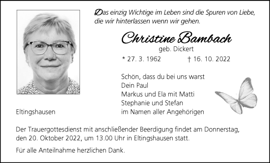 Anzeige von Christine Bambach von MGO
