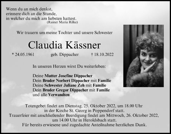 Anzeige von Claudia Kässner von MGO