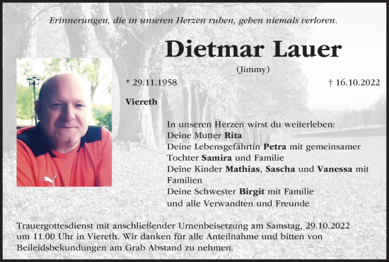 Anzeige von Dietmar Lauer von MGO
