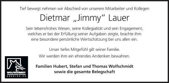 Anzeige von Dietmar Lauer von MGO