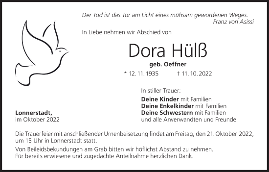 Anzeige von Dora Hülß von MGO