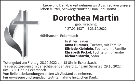 Anzeige von Dorothea Martin von MGO