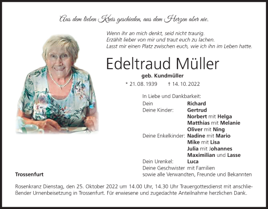 Anzeige von Edeltraud Müller von MGO