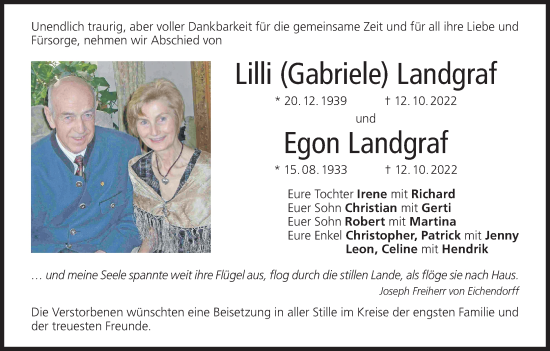 Anzeige von Egon Landgraf von MGO