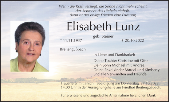 Anzeige von Elisabeth Lunz von MGO