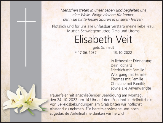 Anzeige von Elisabeth Veit von MGO
