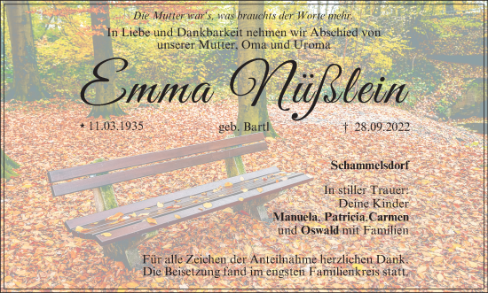 Anzeige von Emma Nüßlein von MGO