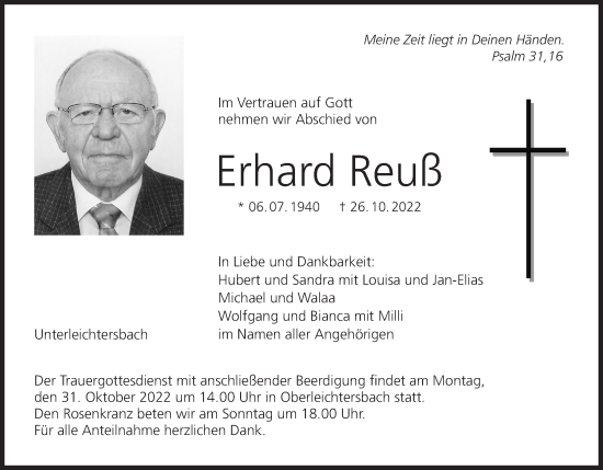 Anzeige von Erhard Reuß von MGO
