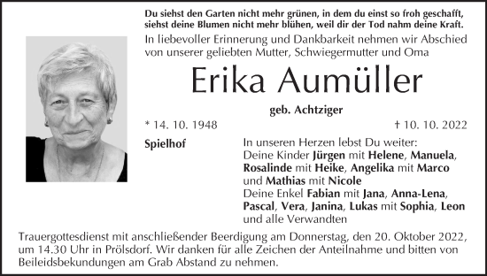 Anzeige von Erika Aumüller von MGO