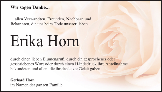 Anzeige von Erika Horn von MGO