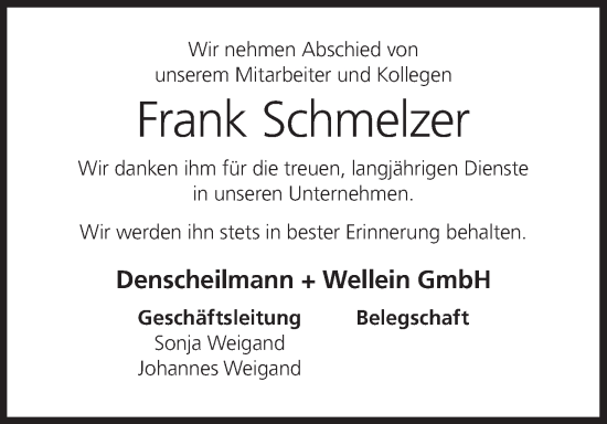 Anzeige von Frank Schmelzer von MGO