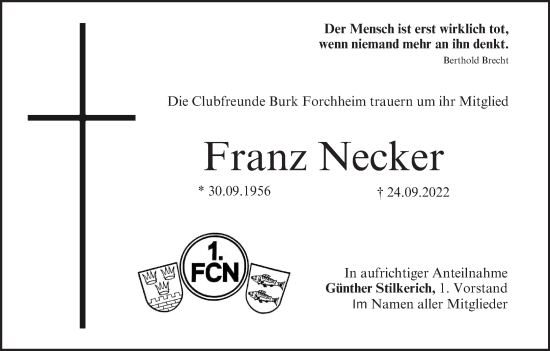 Anzeige von Franz Necker von MGO