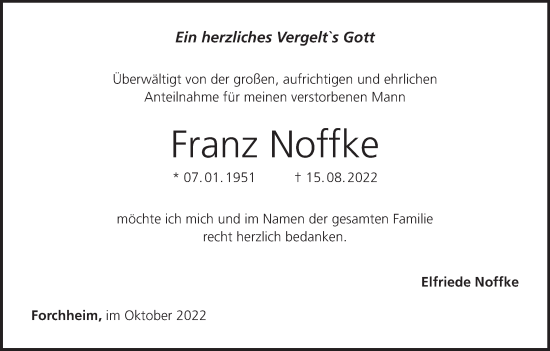 Anzeige von Franz Noffke von MGO