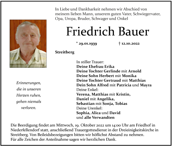 Anzeige von Friedrich Bauer von MGO