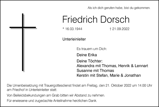 Anzeige von Friedrich Dorsch von MGO