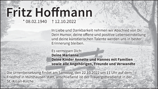Anzeige von Fritz Hoffmann von MGO