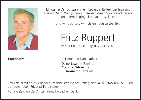 Anzeige von Fritz Ruppert von MGO