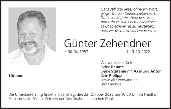 Anzeige von Günter Zehendner von MGO