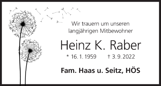 Anzeige von Heinz K. Raber von MGO
