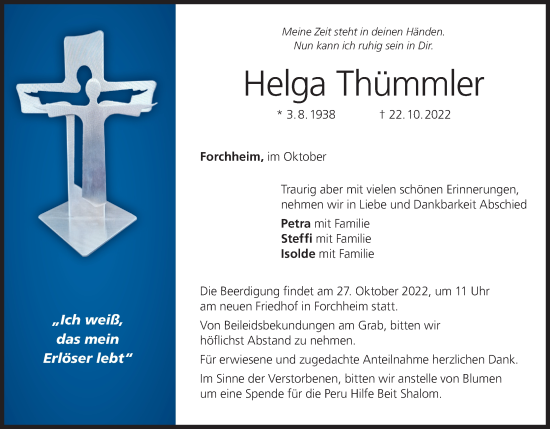 Anzeige von Helga Thümmler von MGO