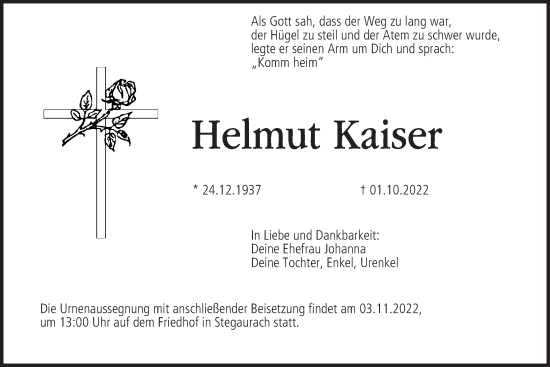 Anzeige von Helmut Kaiser von MGO