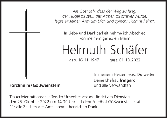 Anzeige von Helmuth Schäfer von MGO