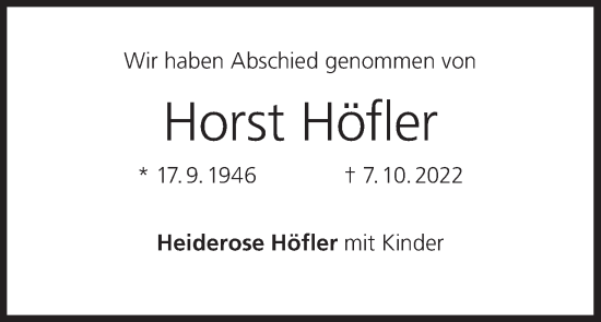 Anzeige von Horst Höfler von MGO
