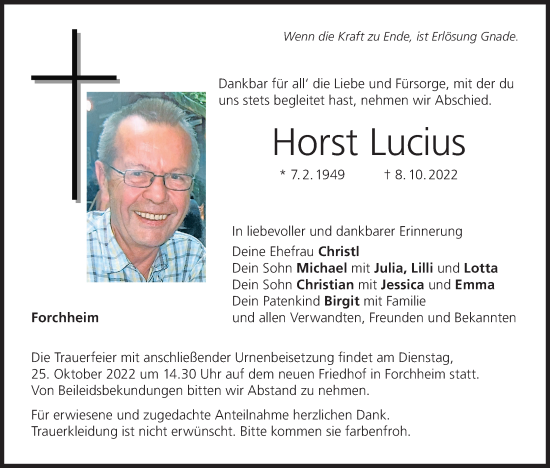 Anzeige von Horst Lucius von MGO