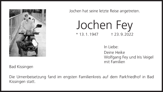 Anzeige von Jochen Fey von MGO