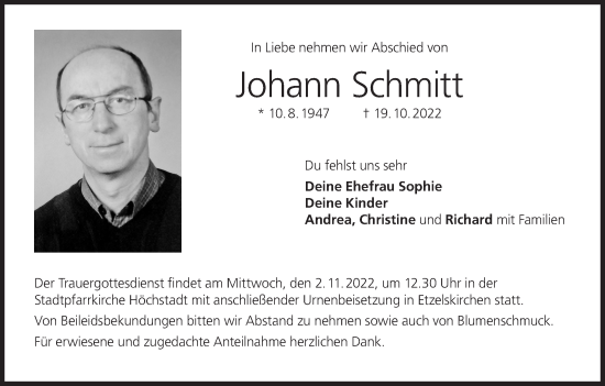 Anzeige von Johann Schmitt von MGO