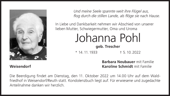 Anzeige von Johanna Pohl von MGO