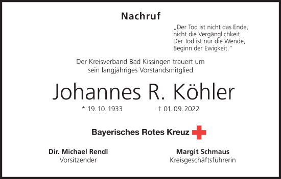 Anzeige von Johannes R. Köhler von MGO