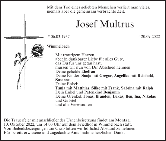 Anzeige von Josef Multrus von MGO