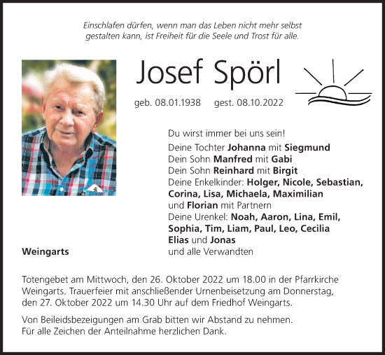 Anzeige von Josef Spörl von MGO