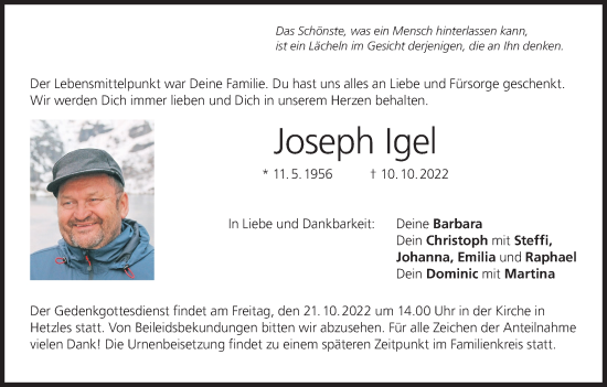 Anzeige von Joseph Igel von MGO