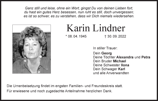 Anzeige von Karin Lindner von MGO