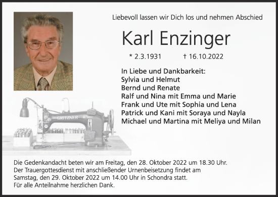 Anzeige von Karl Enzinger von MGO