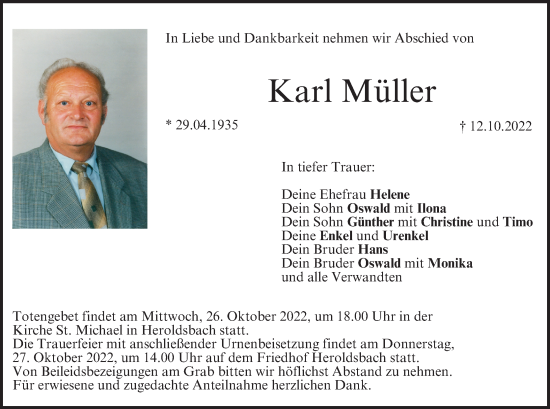 Anzeige von Karl Müller von MGO