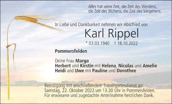 Anzeige von Karl Rippel von MGO