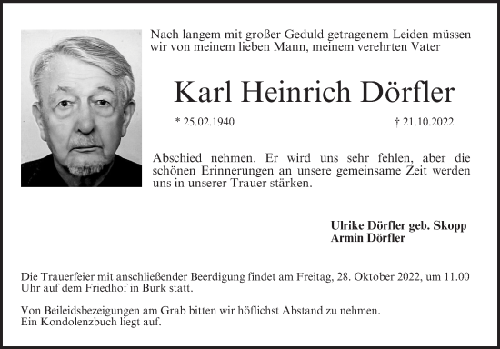 Anzeige von Karl Heinrich Dörfler von MGO